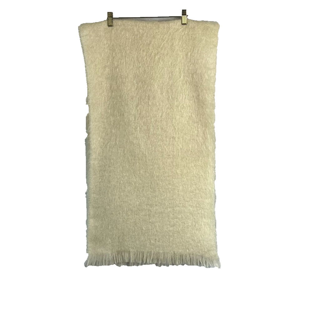 Unbranded Luxurious Rectangle Thin Open Knit Soft Mohair Fringe Scarf 68"x18"